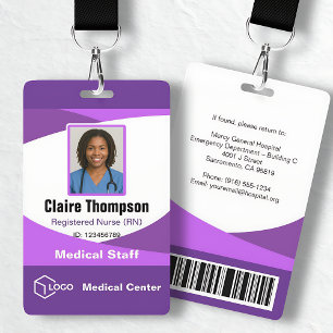 Purple Gradient Registered Nurse Medical Staff Badge