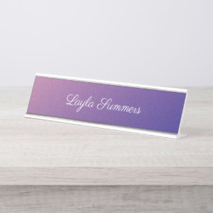 Purple Gradient Shimmer Personalized Desk Name Plate