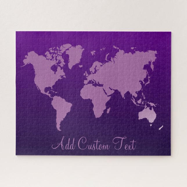 Purple Gradient World Map Earth Travel Add Text Jigsaw Puzzle (Horizontal)