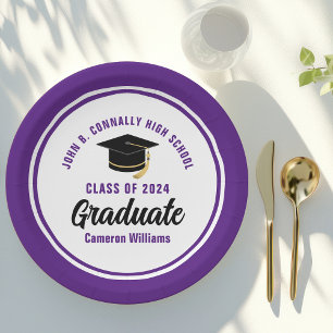 Purple Graduate Personalized 2025 Graduation Party Paper Plate