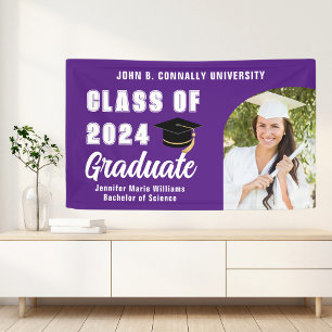 Purple Graduate Photo Bold 2025 Graduation Party Banner