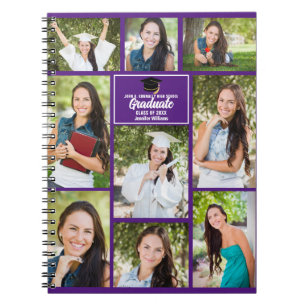 Purple Graduate Photo Collage 2023 Graduation Gift Notebook