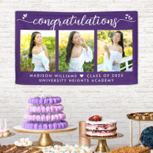 Purple Graduation 3 Photo Modern Calligraphy Heart