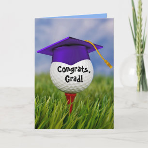 Purple Graduation Cap On Golf Ball    Card