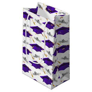 Purple Graduation Caps with Diplomas Small Gift Bag