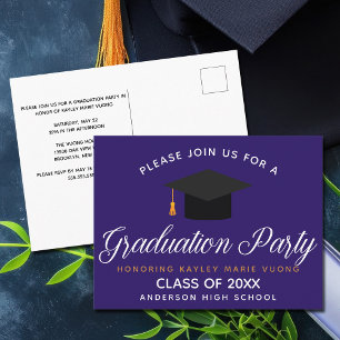 Purple Graduation Class of 2021 Custom Party Postcard