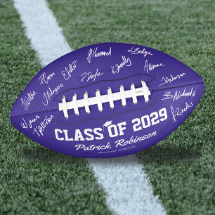 Purple Graduation Class Year Signature Football