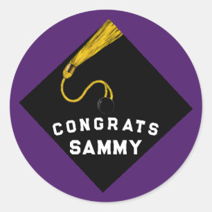 Purple Graduation Classic Round Sticker