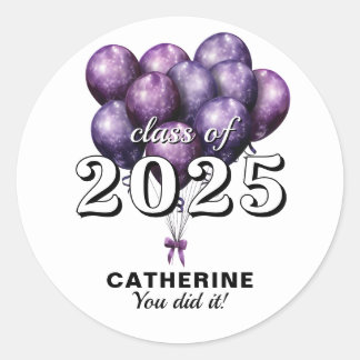 Purple Graduation Classic Round Sticker