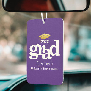 Purple Graduation Gold Cap Modern Bold Typography Air Freshener