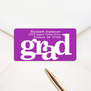 Purple graduation modern bold typography address label