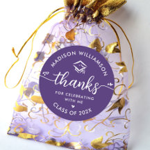 Purple Graduation Modern Thank You Script Hearts