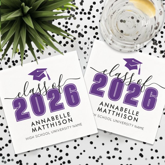 Purple Graduation Napkin (Graduate Purple Graduation Napkins)