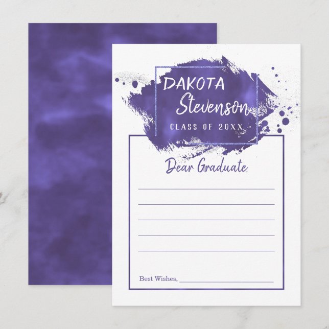 Purple Graduation | Paint Splatter Graduate Advice Invitation (Front/Back)