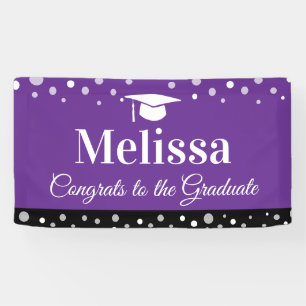 Purple Graduation Party Banner Custom Name 