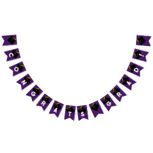 Purple Graduation Party Congrats Decoration Bunting Flags