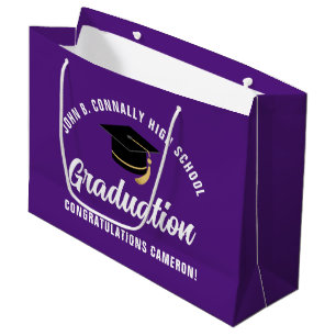 Purple Graduation Party Personalized 2026 Graduate Large Gift Bag