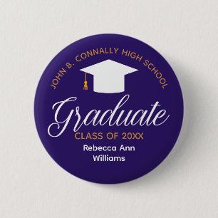 Purple Graduation Personalized 2025 Graduate 2 Inch Round Button