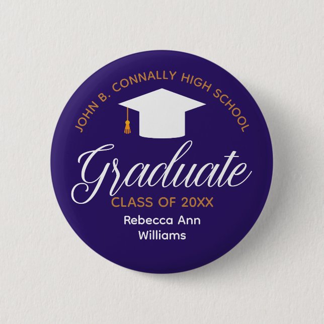 Purple Graduation Personalized 2025 Graduate 2 Inch Round Button (Front)
