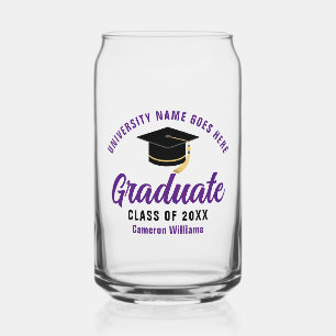 Purple Graduation Personalized 2025 Graduate Can Glass