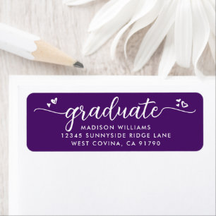 Purple Graduation Script Coeurs Adresse moderne