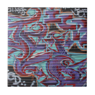 Purple Graffiti on Shutter Tile