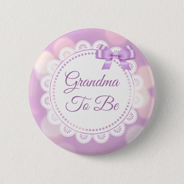 Purple Grandma to be Baby Shower 2 Inch Round Button (Front)