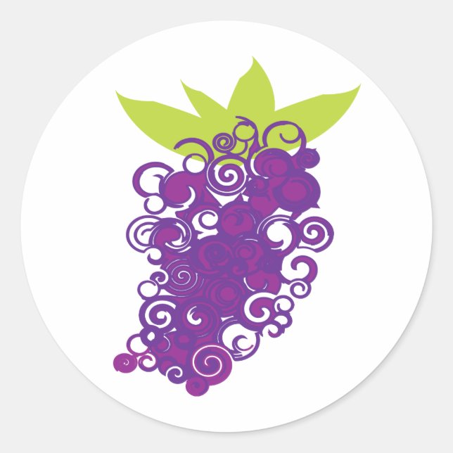 Purple Grape Design Classic Round Sticker (Front)