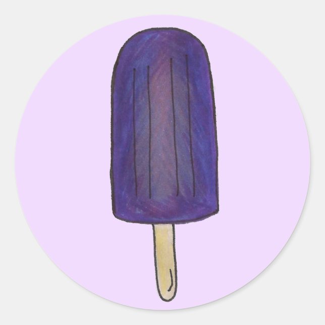Purple Grape Popsicle Pop Ice Lolly Sweet Lollies Classic Round Sticker (Front)