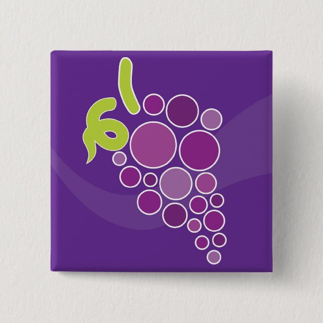 Purple Grapes 2 Inch Square Button (Front)
