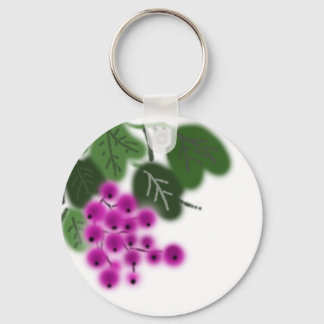 purple grapes and green leaves keychain