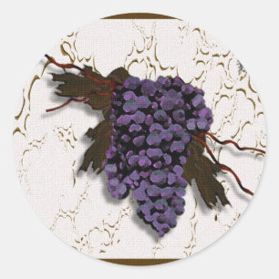Purple Grapes and Honeybee Classic Round Sticker