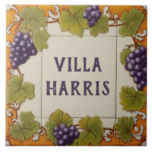 Purple Grapes Custom House Name Plate Plaque Tile