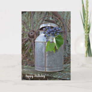 purple grapes in antique milk card