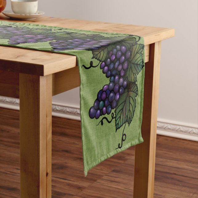 Purple Grapes, Lovely Gift, 14" X 72" Table Runner (In Situ)