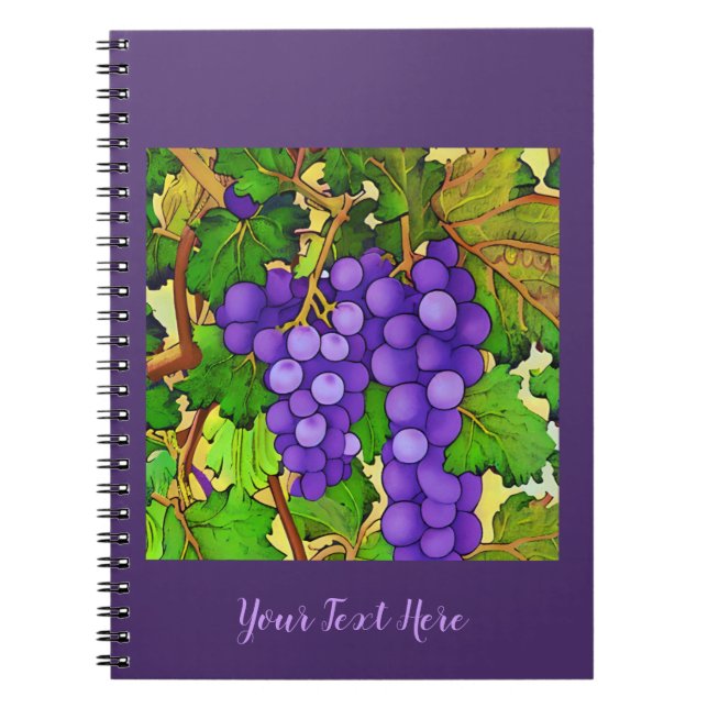 Purple Grapes on a Grapevine Notebook (Front)