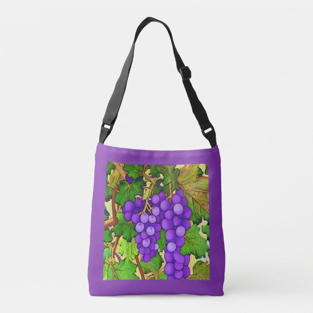 Purple Grapes on the Grapevine  Crossbody Bag (Back)