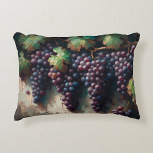 Purple Grapes on the Vine Oil Painting Accent Pillow