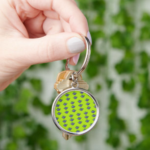Purple grapes pattern on green keychain