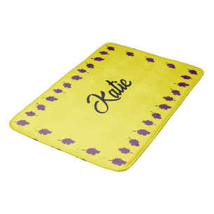 Purple grapes personalized yellow bath mat