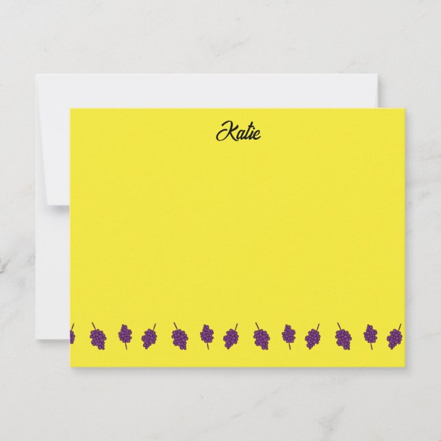 Purple grapes personalized yellow card (Front)