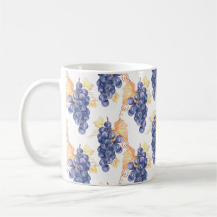 Purple grapes seamless pattern on white isolated b coffee mug