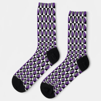 Purple, Gray, Black and White Square and Diamond Socks