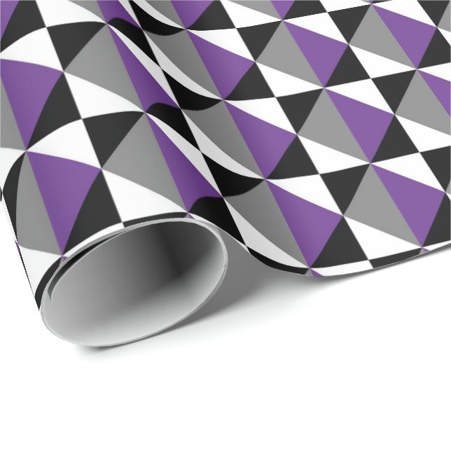 Purple, Gray, Black and White Square and Diamond Wrapping Paper (Roll Corner)