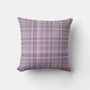 Purple Gray Plaid Pattern Throw Pillow