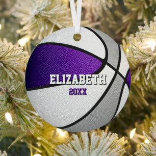 purple gray sports team colors basketball metal or ornament