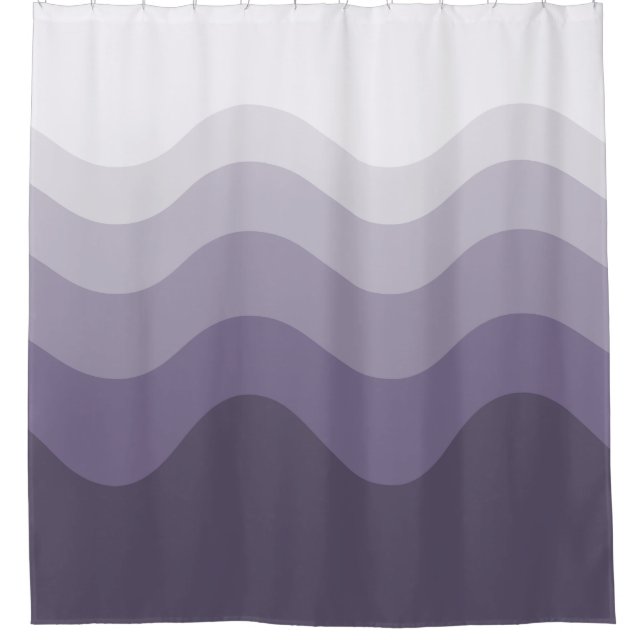 Purple Gray Wavey Stripe Modern Shower Curtain (Front)