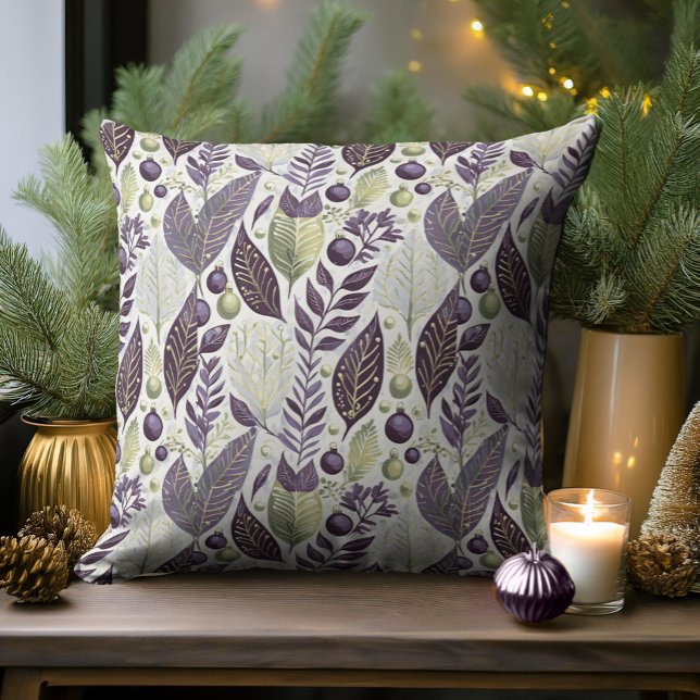 Purple Gre Christmas Merry Merry Pattern#21 ID1009 Throw Pillow (Creator Uploaded)
