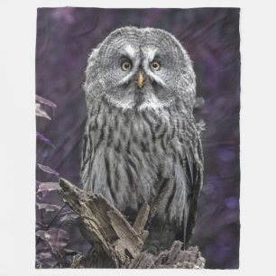 Purple Great Grey Owl Blanket