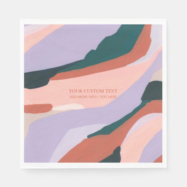 Purple & Green Abstract Art Painting Custom Text   Napkin (Front)